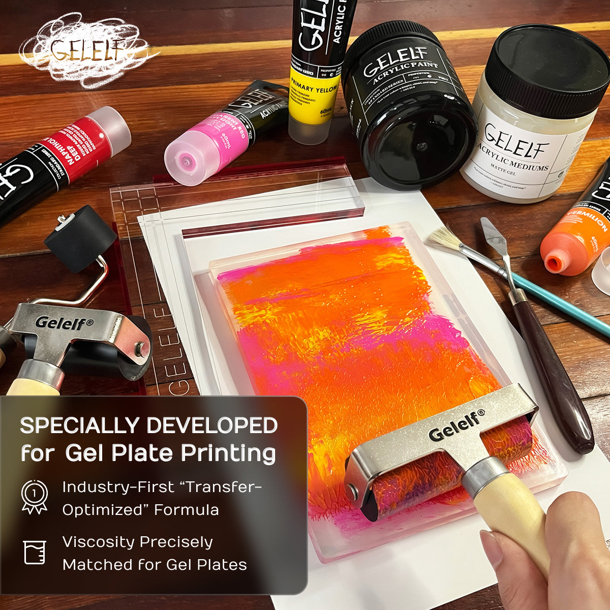 GELELF Acrylic Paint Set for Gel Plate Printing