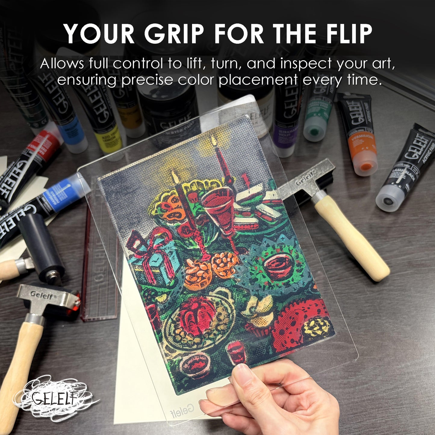 GELELF Gel Plate + Stamping Block Set