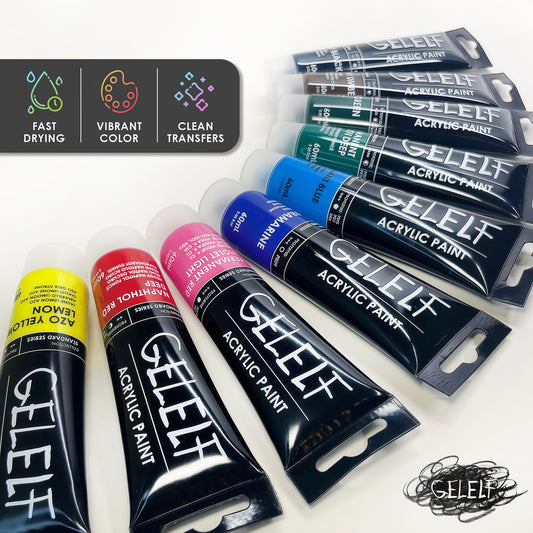 Gelelf Acrylic Paints Set ( 60ml 2-oz * 9 Different Colors )