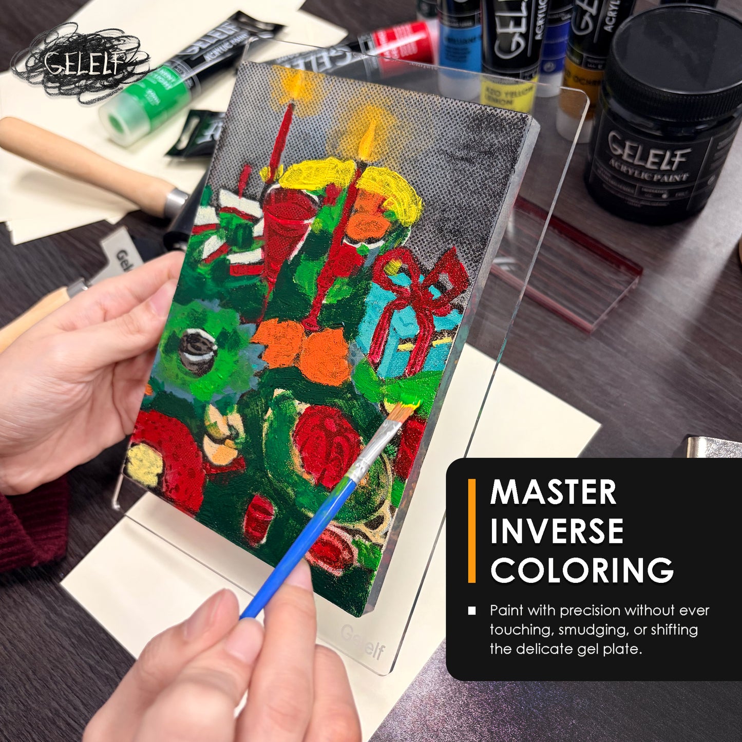 GELELF Gel Plate + Stamping Block Set