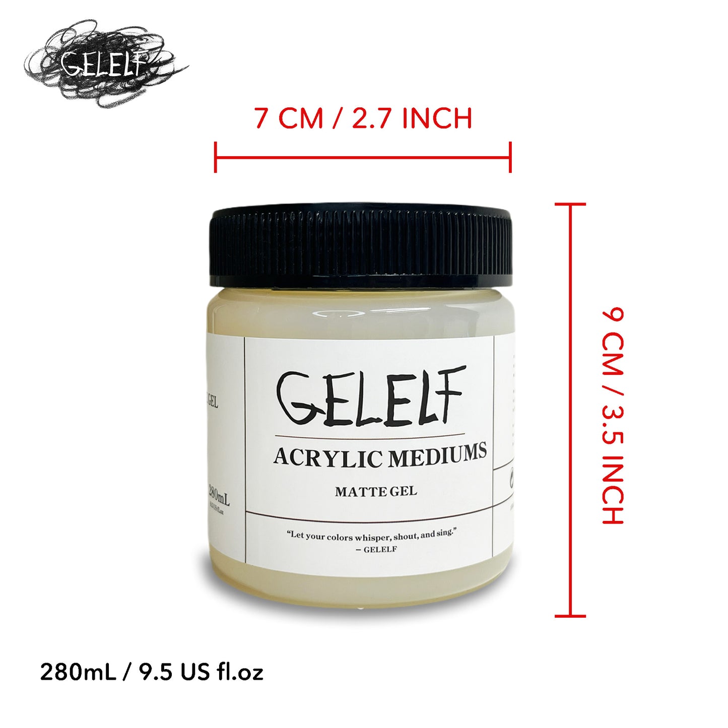 GELELF Matte Gel Medium for Gel Plate Printing (280mL, 9.5-oz)